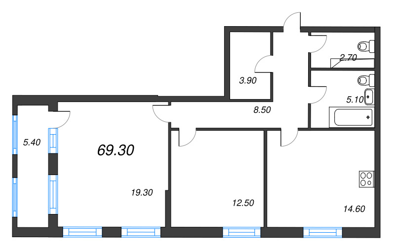 2 ккв 69,1 м²