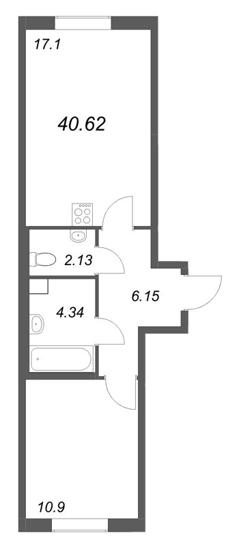 2 ккв (Евро) 40,6 м²