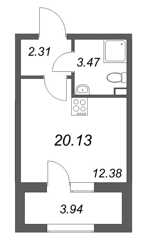 Студия 20,1 м²