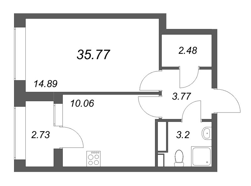 1 ккв 35,8 м²