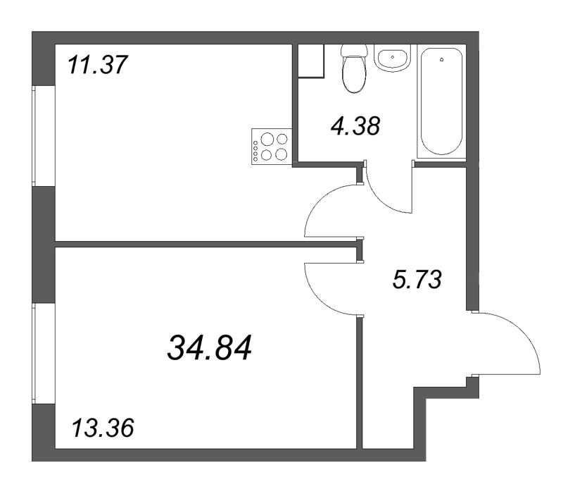 1 ккв 34,8 м²