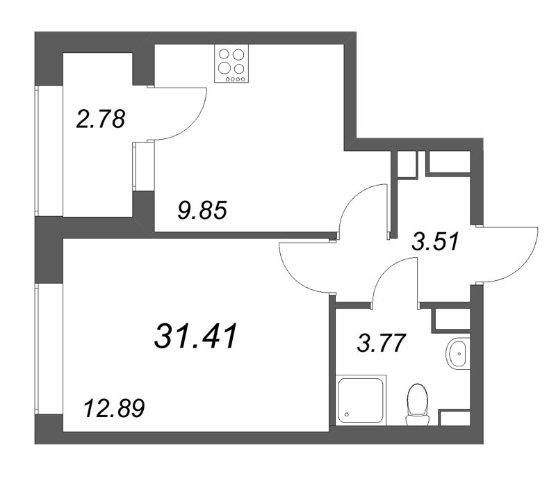 1 ккв 31,4 м²