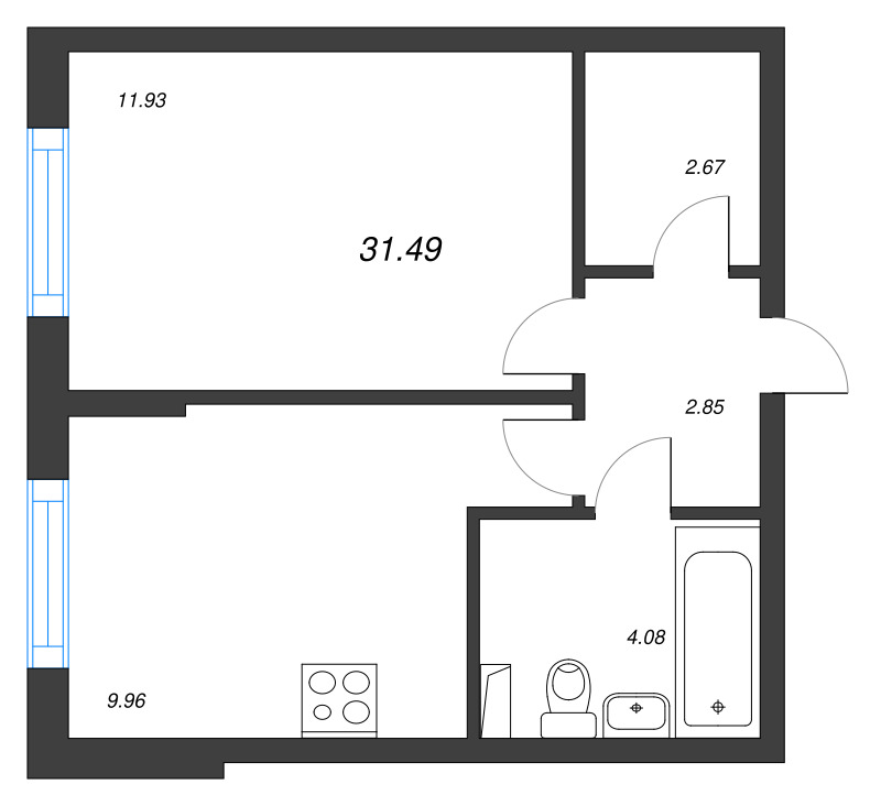 1 ккв 31,5 м²