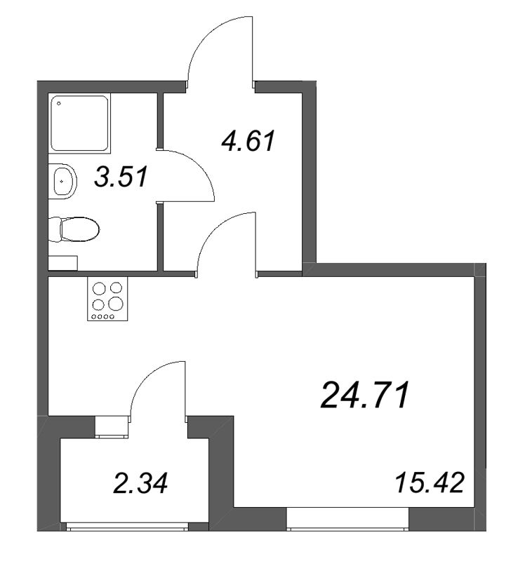 Студия 24,7 м²