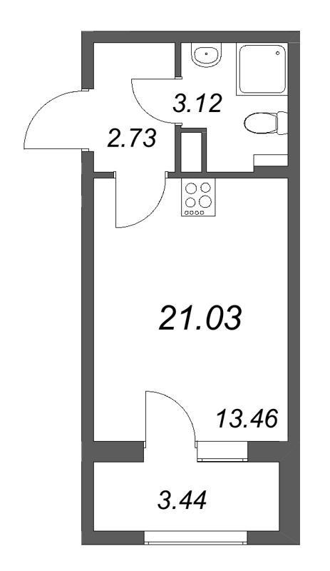 Студия 21 м²