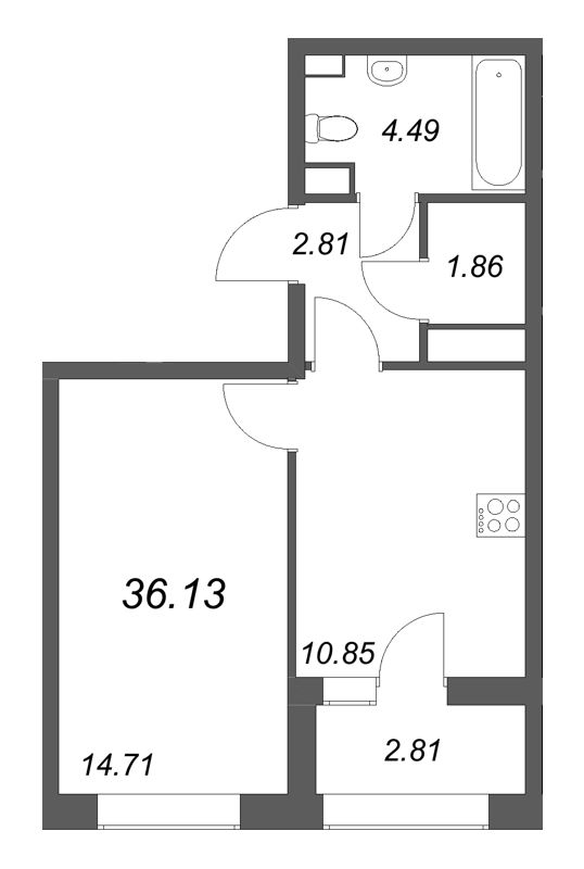 1 ккв 36,1 м²
