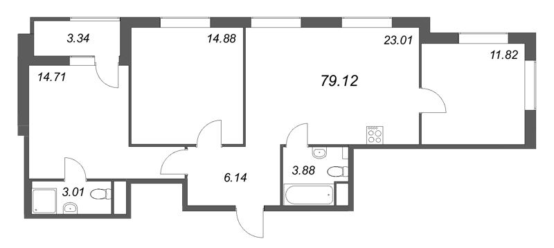 4 ккв (Евро) 79,1 м²