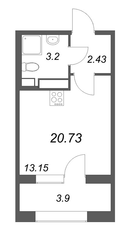 Студия 20,7 м²