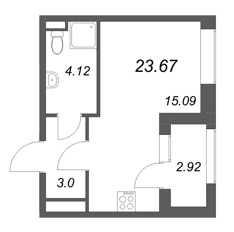 Студия 23,7 м²
