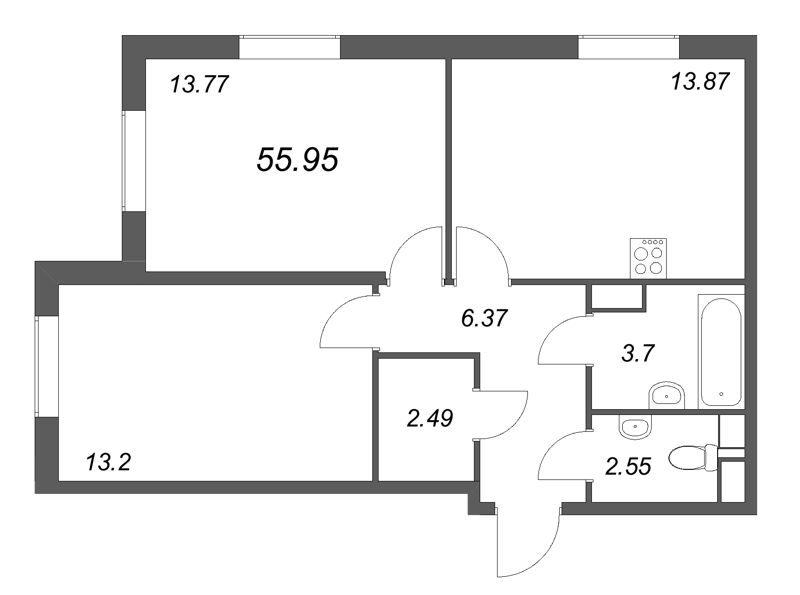 2 ккв 56 м²