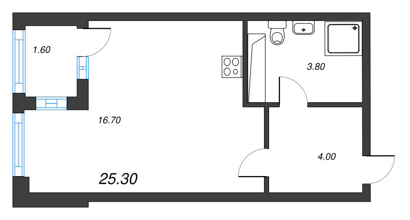 Студия 25,6 м²