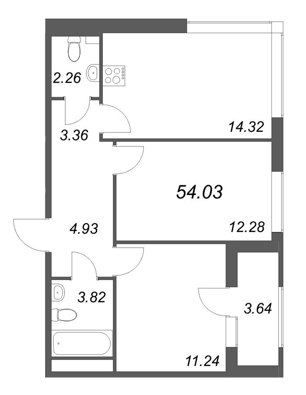 2 ккв 54 м²