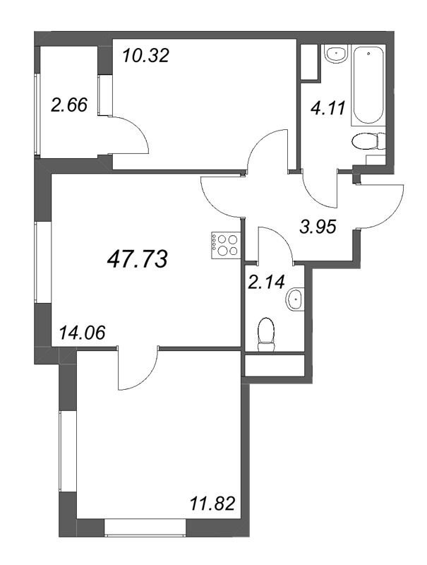2 ккв 47,7 м²