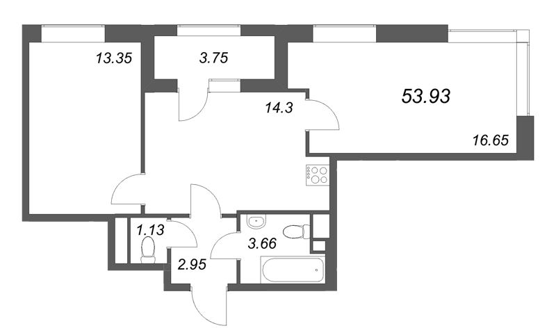 2 ккв 53,9 м²