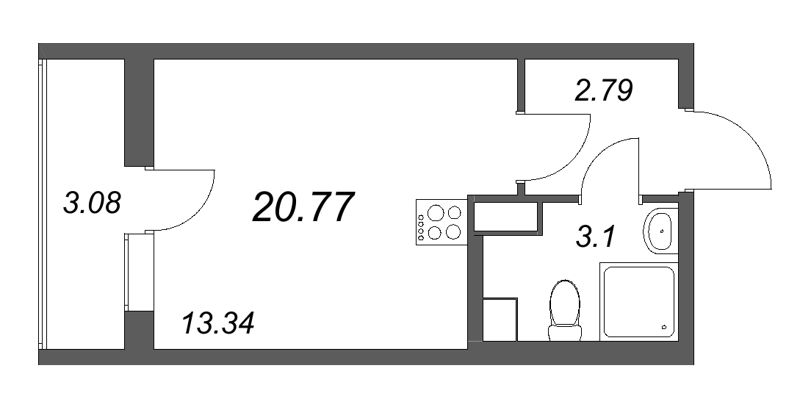 Студия 20,8 м²