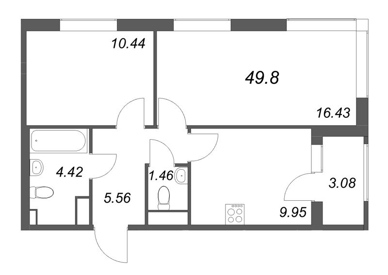2 ккв 49,8 м²