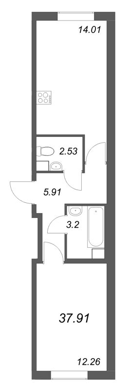 1 ккв 37,9 м²
