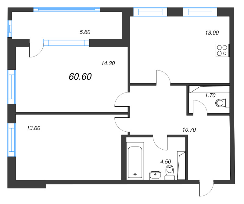 2 ккв 60,5 м²