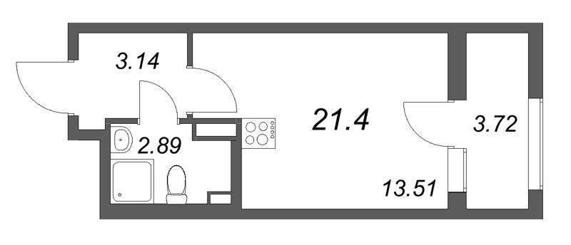 Студия 21,4 м²
