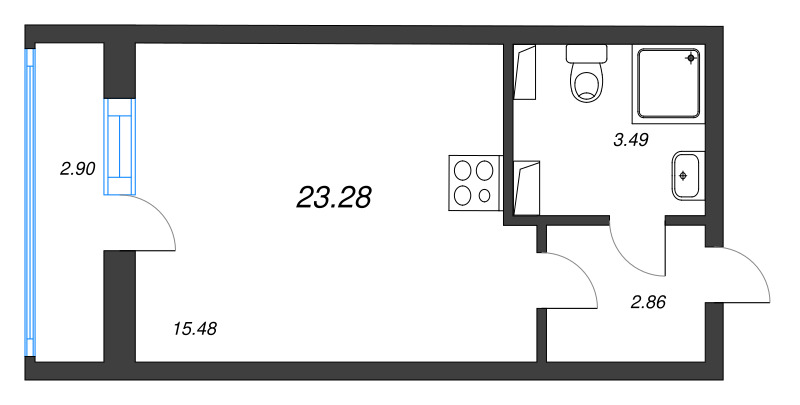 Студия 23,3 м²