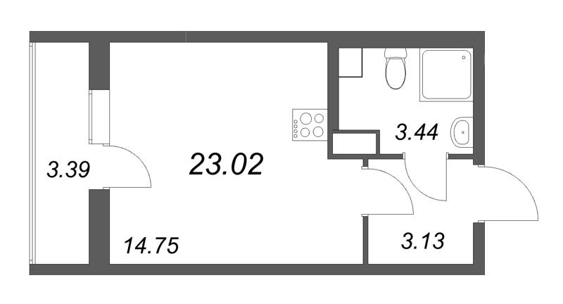 Студия 23 м²