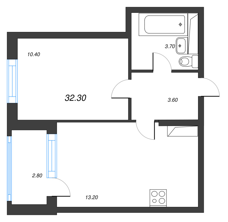 2 ккв (Евро) 32,5 м²