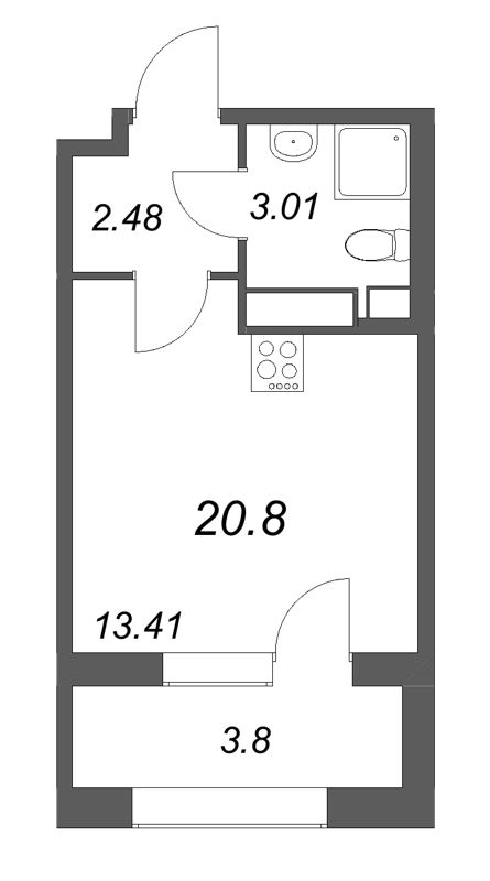 Студия 20,8 м²