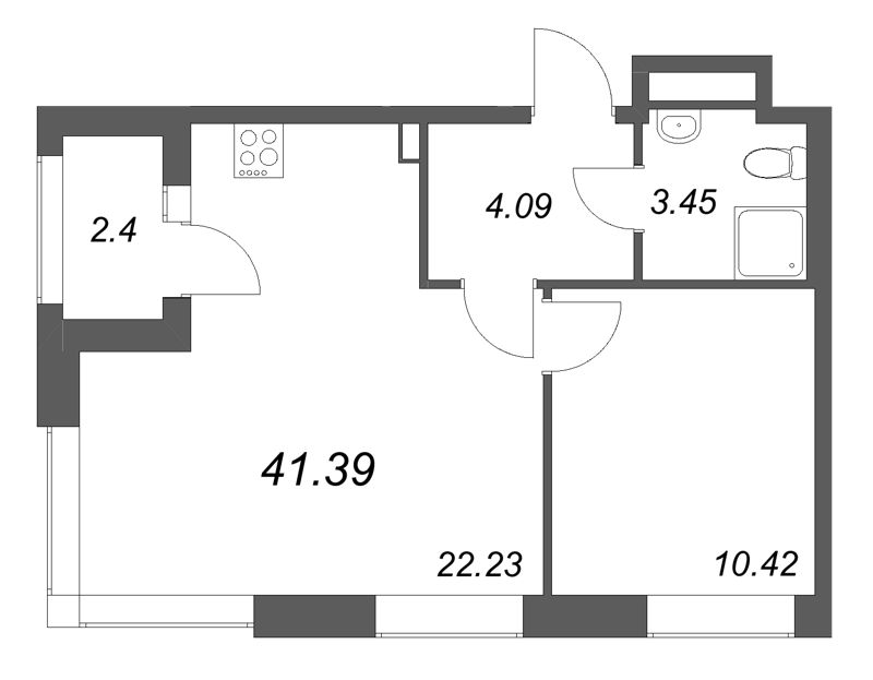 2 ккв (Евро) 41,4 м²