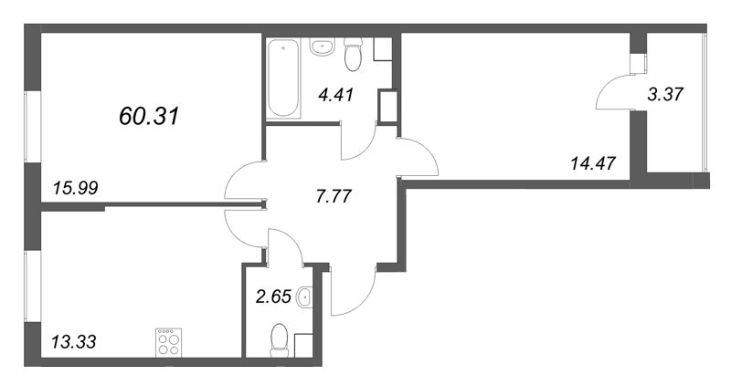 2 ккв 60,3 м²