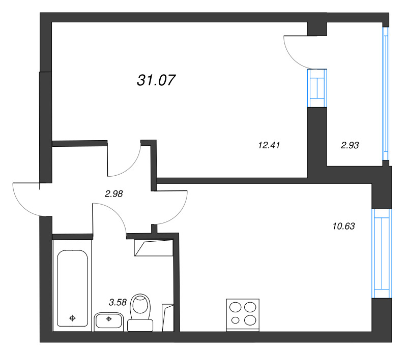 1 ккв 31,1 м²