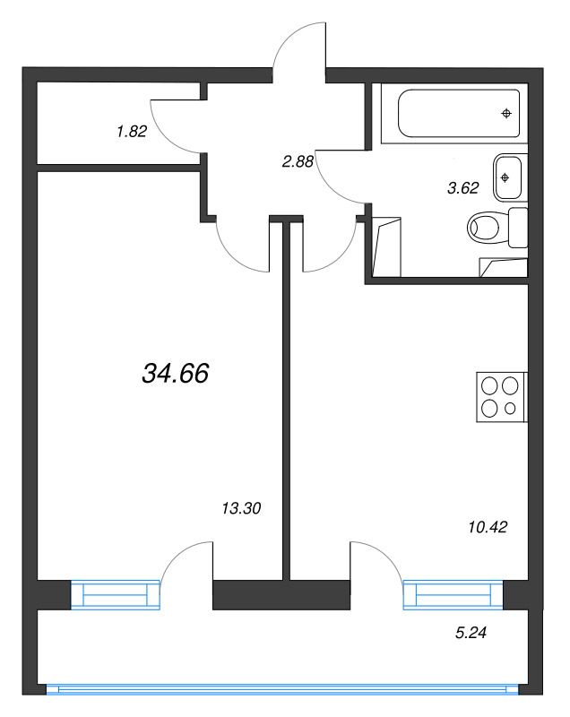 1 ккв 34,7 м²
