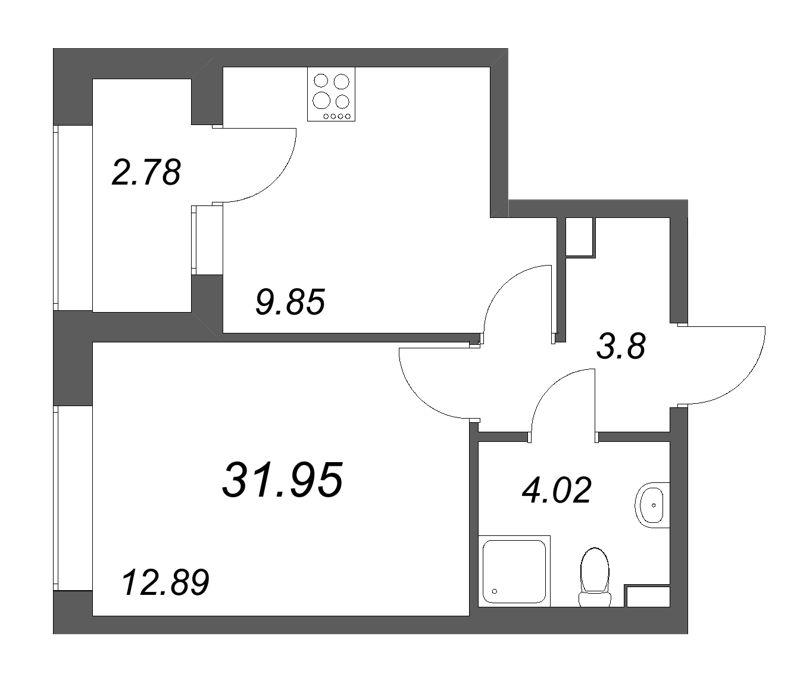 1 ккв 32 м²