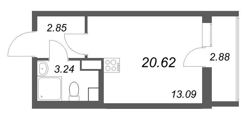 Студия 20,6 м²