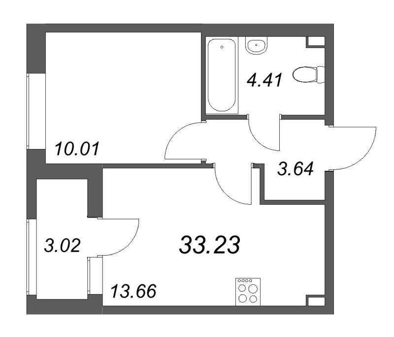 1 ккв 33,2 м²