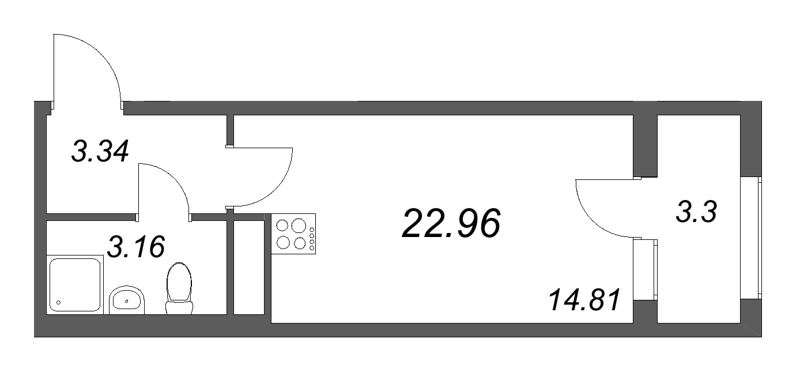 Студия 23 м²
