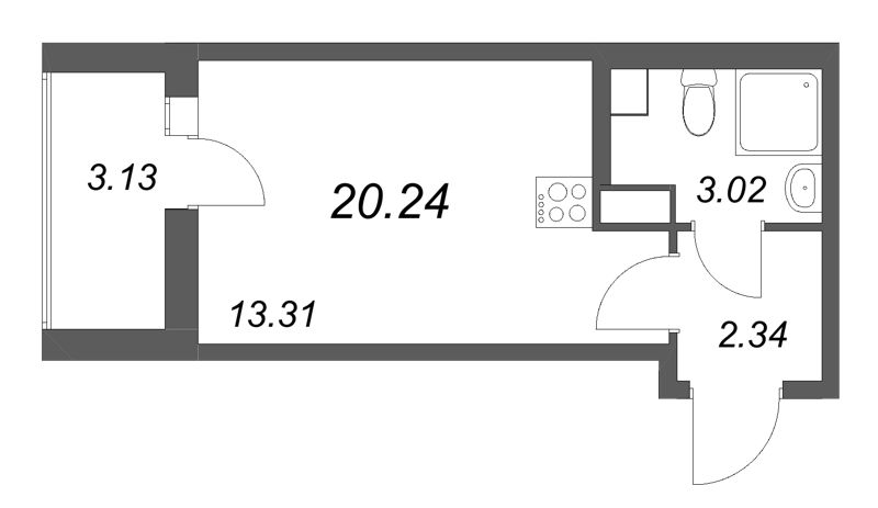 Студия 20,2 м²
