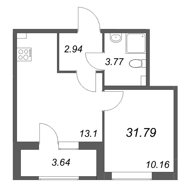 1 ккв 31,8 м²