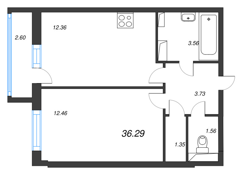 1 ккв 36,3 м²