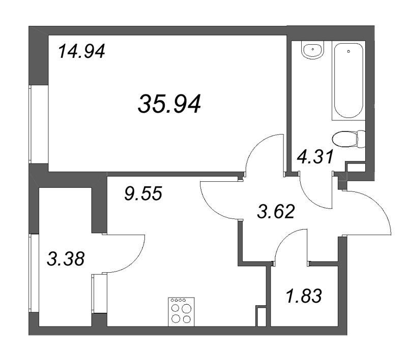 1 ккв 35,9 м²