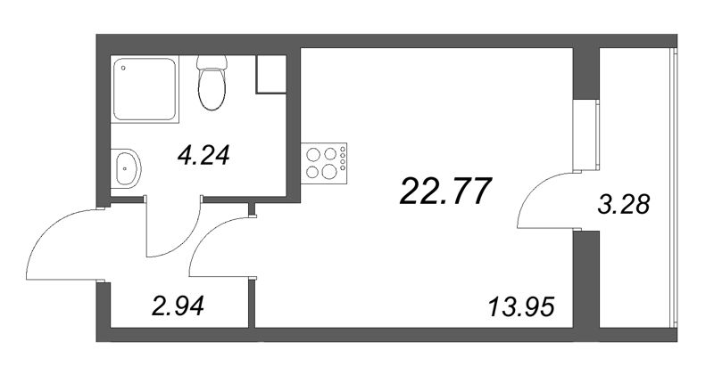 Студия 22,8 м²
