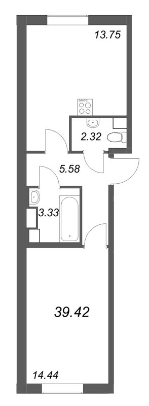 1 ккв 39,4 м²