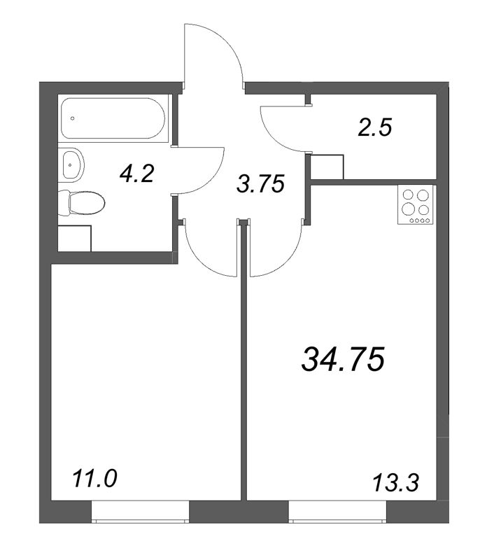 1 ккв 34,8 м²