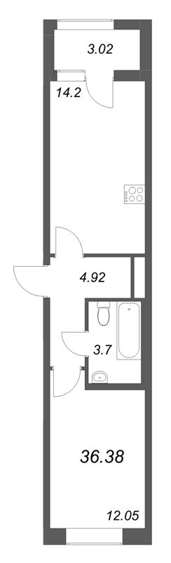1 ккв 36,4 м²