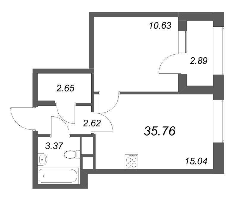 2 ккв (Евро) 35,8 м²