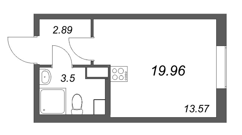 Студия 20 м²