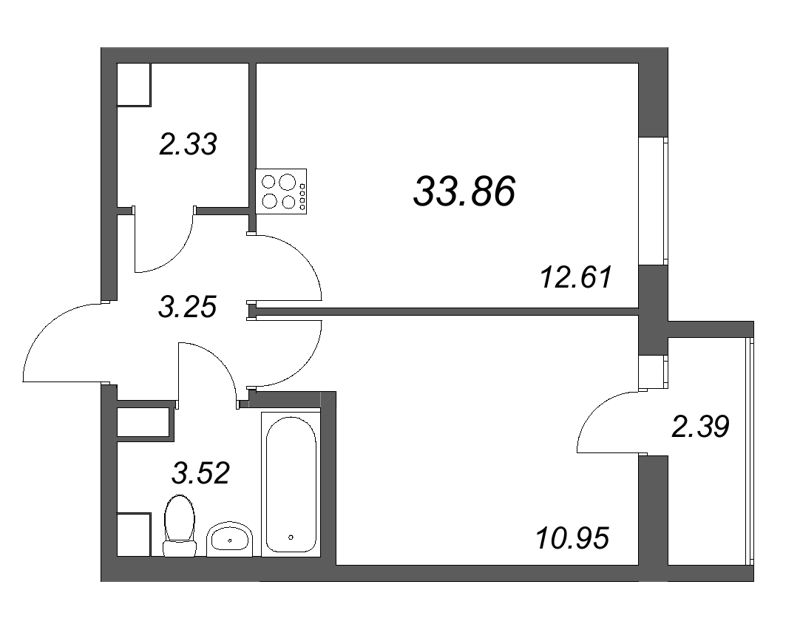1 ккв 33,9 м²