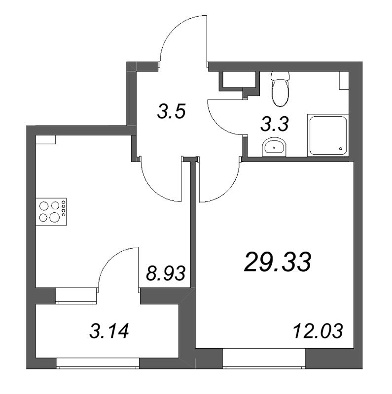 1 ккв 29,3 м²
