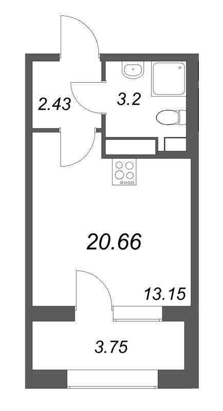 Студия 20,7 м²