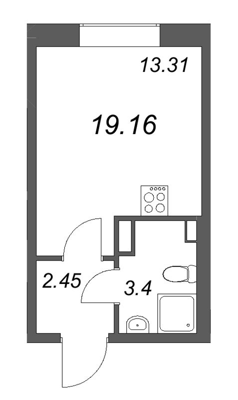 Студия 19,2 м²