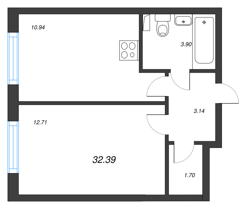 1 ккв 32,4 м²